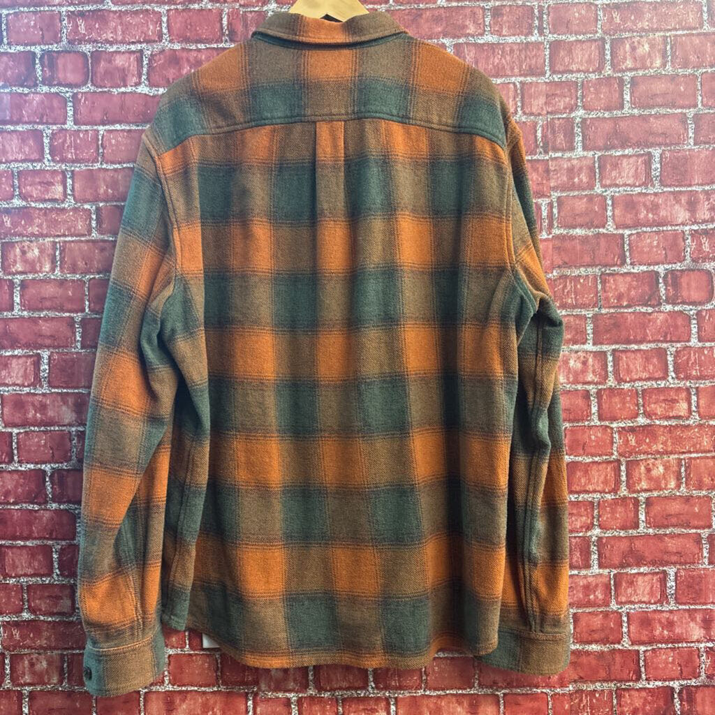 LL Bean Signature Flannel Plaid Orange/Olive Size XL