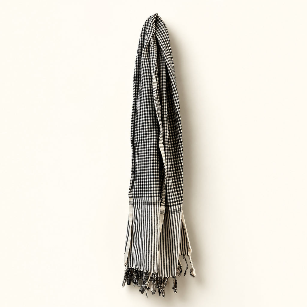 Lite Scarf Plaid/Stripes Navy/White