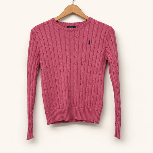 Polo Ralph Lauren Cable Knit Sweater Pink Ladies Size S
