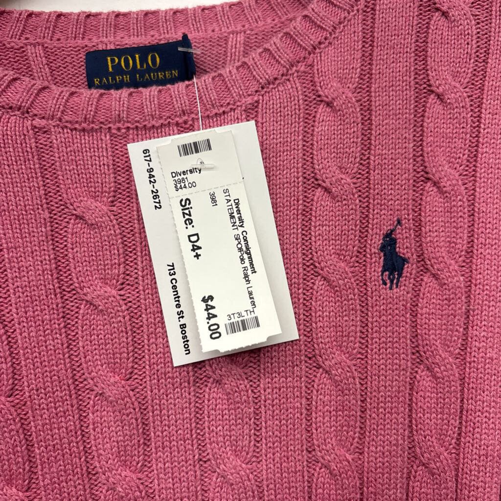 Polo Ralph Lauren Cable Knit Sweater Pink Ladies Size S