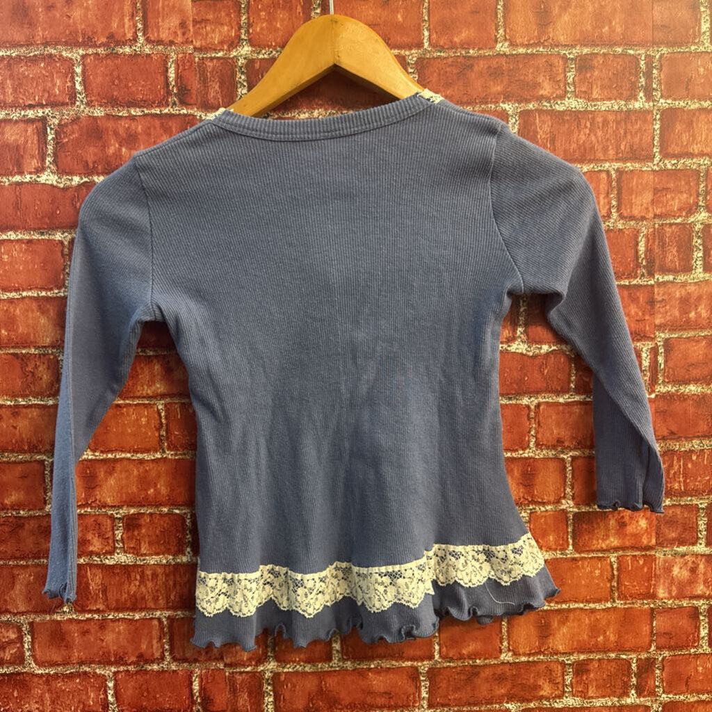 Made in Italy Top Ribbed Lace Trim Periwinkle/White