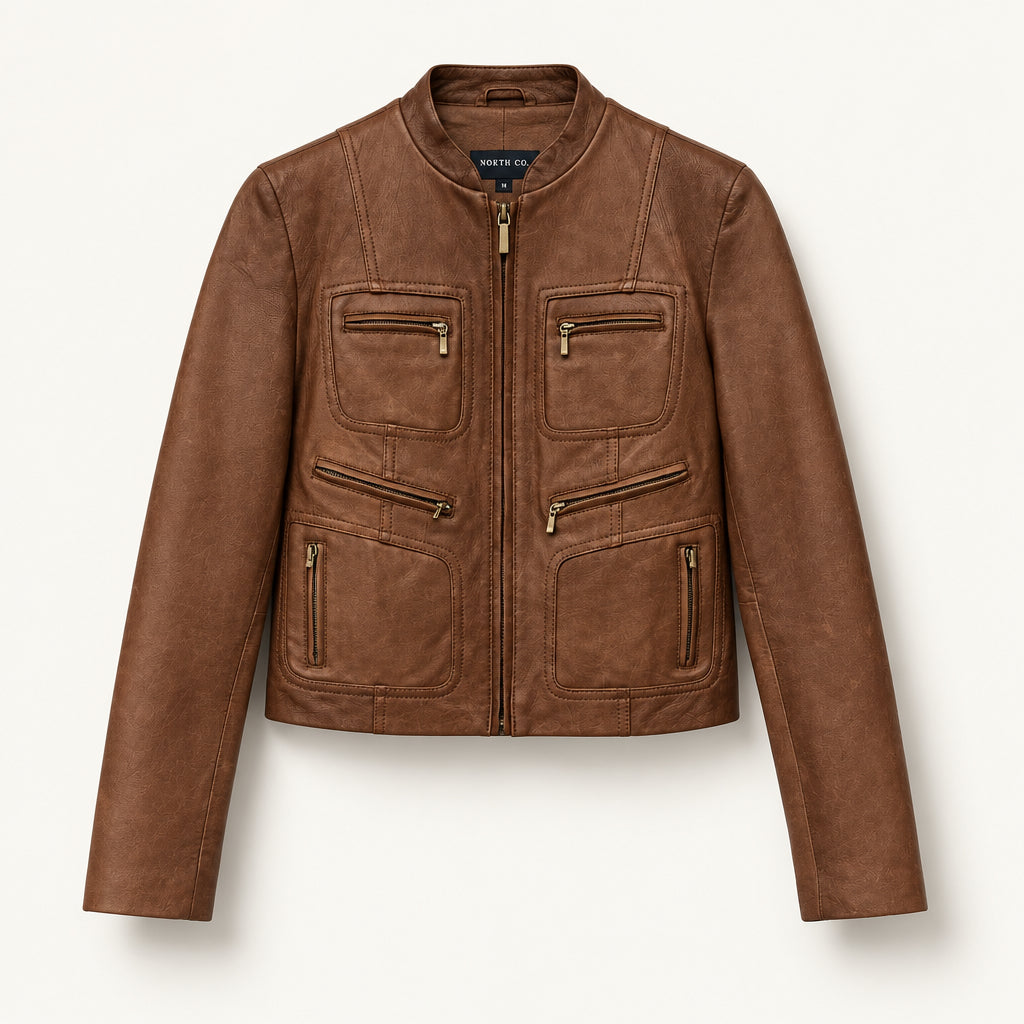 Kenneth Cole Y2K Leather Jacket Brown Size S