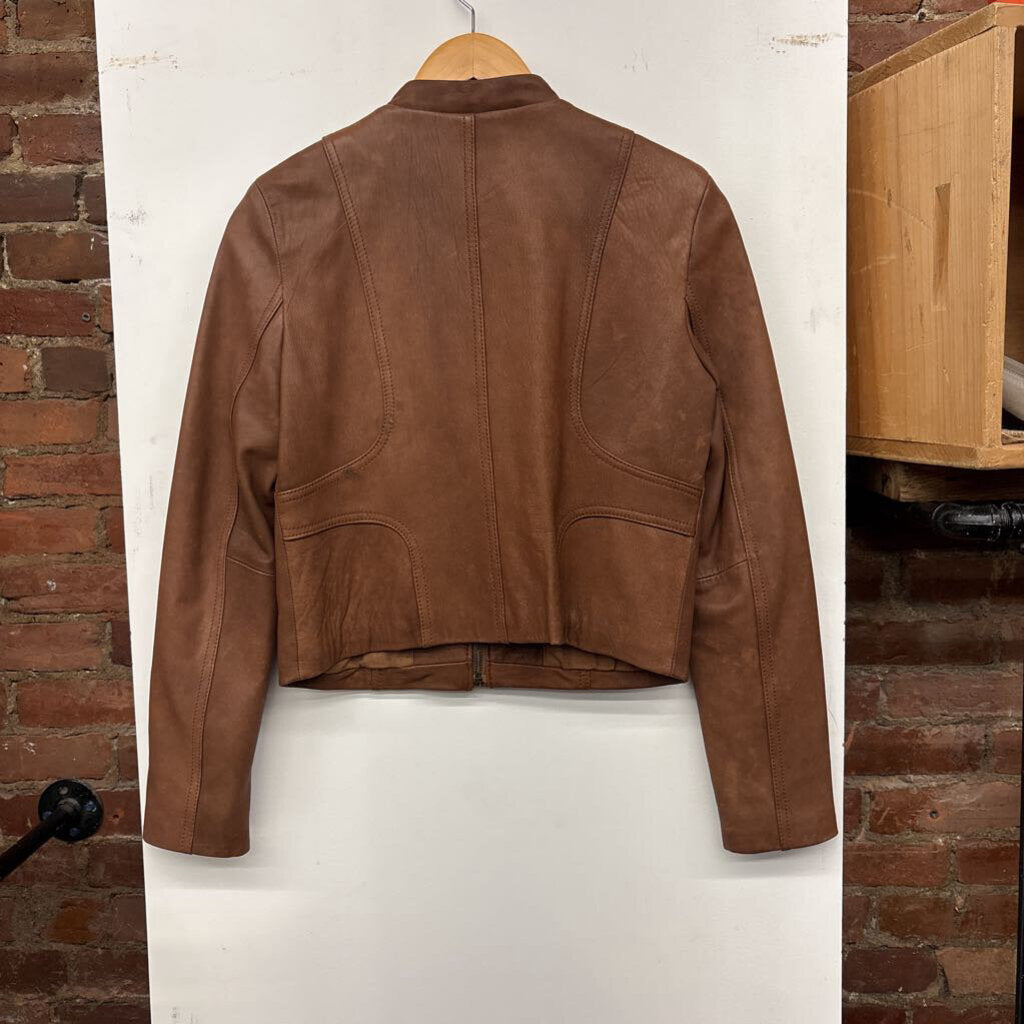 Kenneth Cole Y2K Leather Jacket Brown Size S