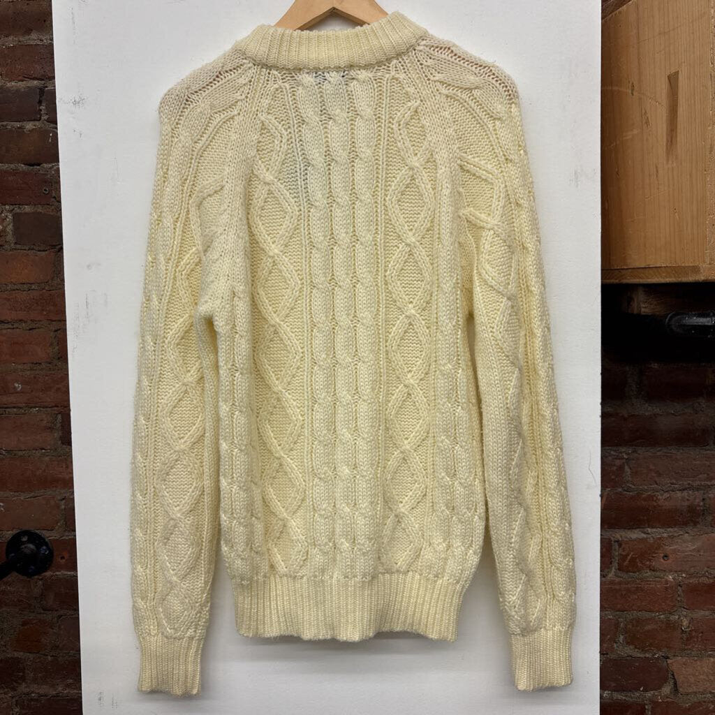 Marlin Club II Vintage Cable Knit Sweater Acrylic Pale Yellow Size S
