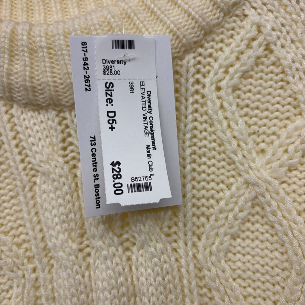 Marlin Club II Vintage Cable Knit Sweater Acrylic Pale Yellow Size S