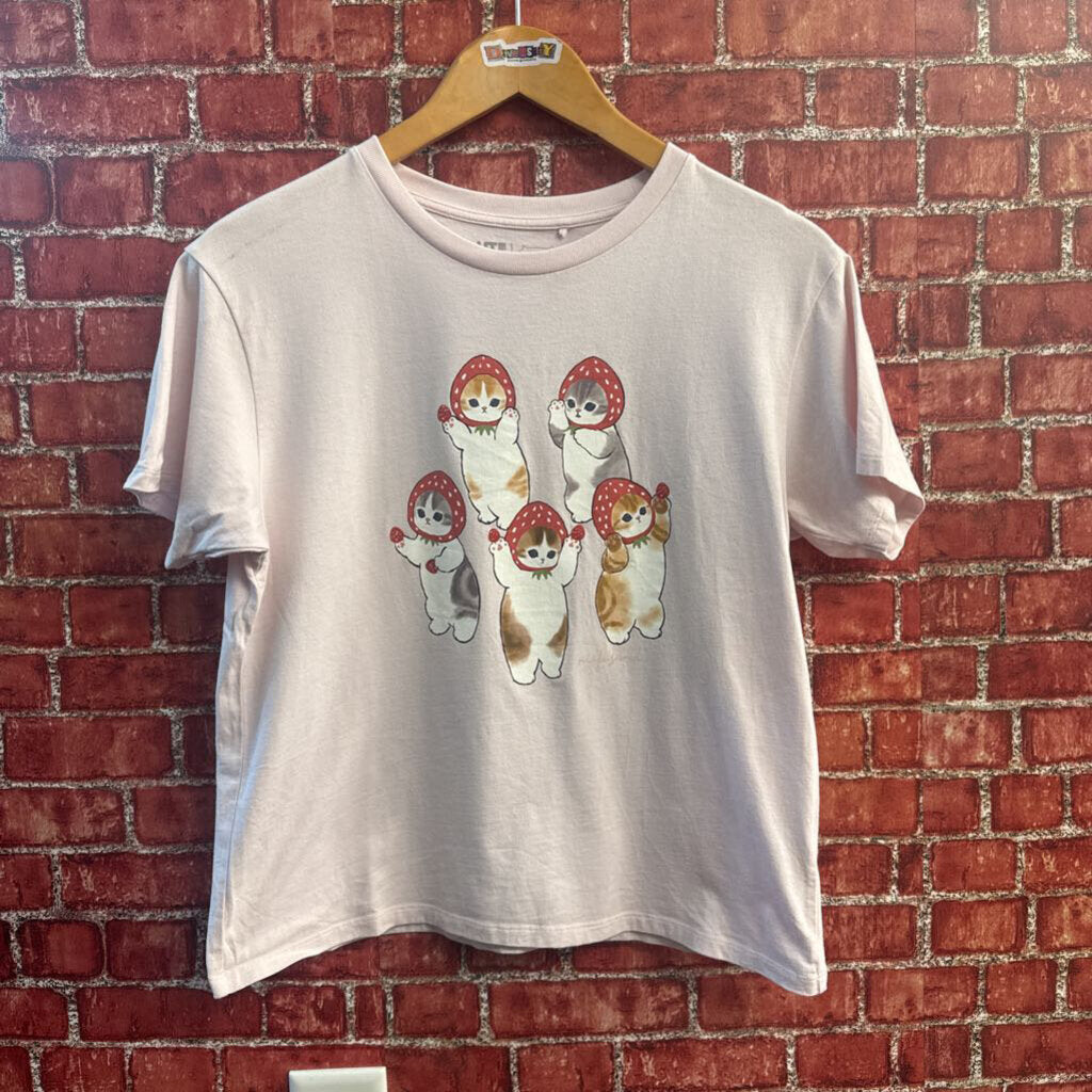 Uniqlo UT x mofusand Tee Strawberry Hat Kitties Pink/Multi Size 13