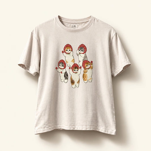 Uniqlo UT x mofusand Tee Strawberry Hat Kitties Pink/Multi Size 13