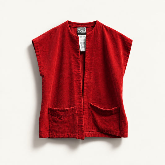 Romp-N-Rest Vintage Vest Cardigan Open Corduroy Red Unisex Size S/M