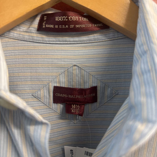 Chaps Ralph Lauren Vintage Button Up Stripes Baby Blue/Yellow Size 14.5
