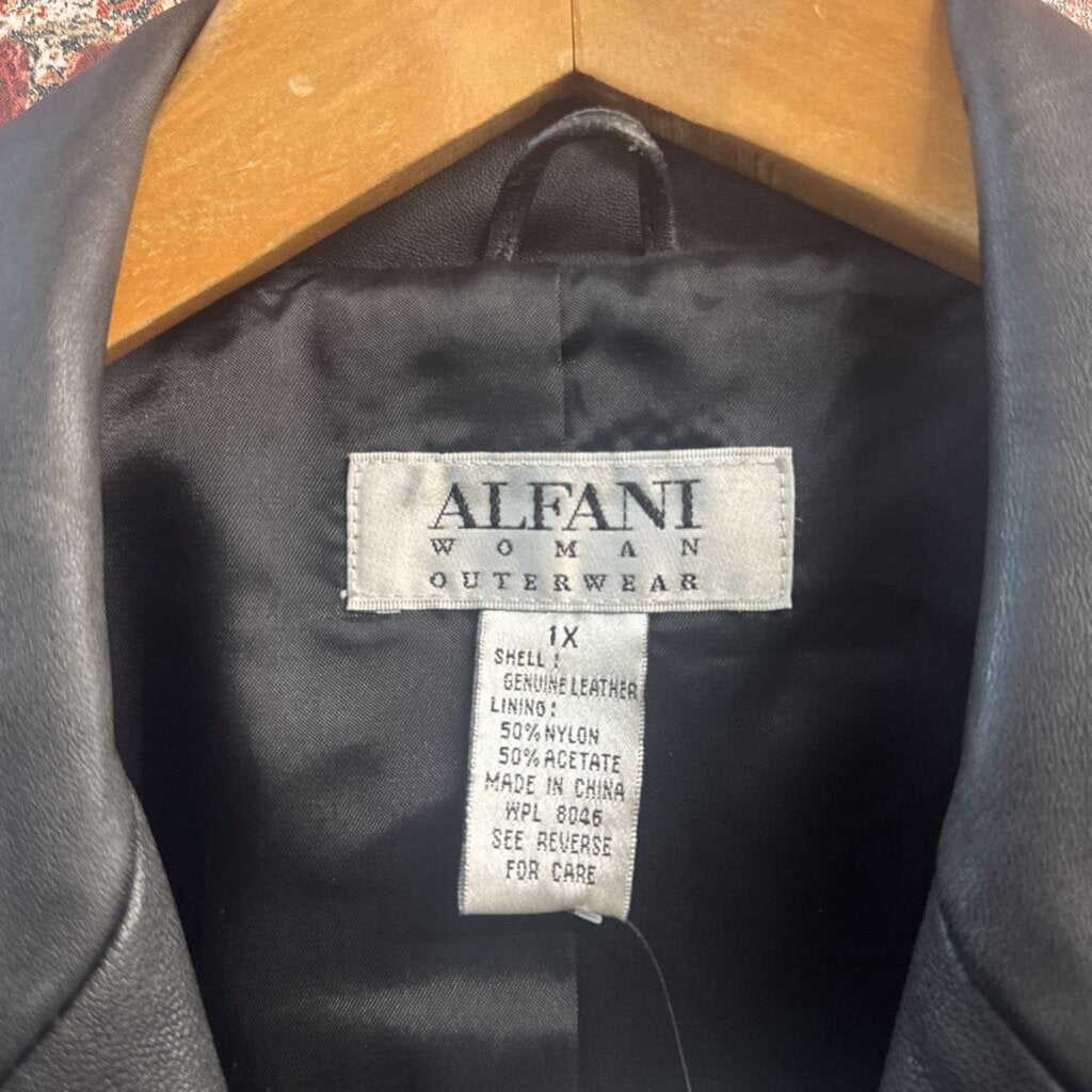 Alfani Y2K Leather Blazer Jacket Black Size 1X