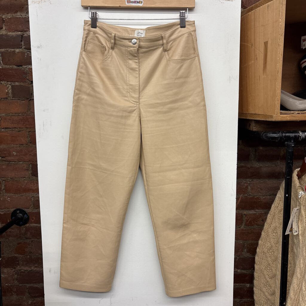 Wilfred Faux Leather Pants Crop Beige Size 8
