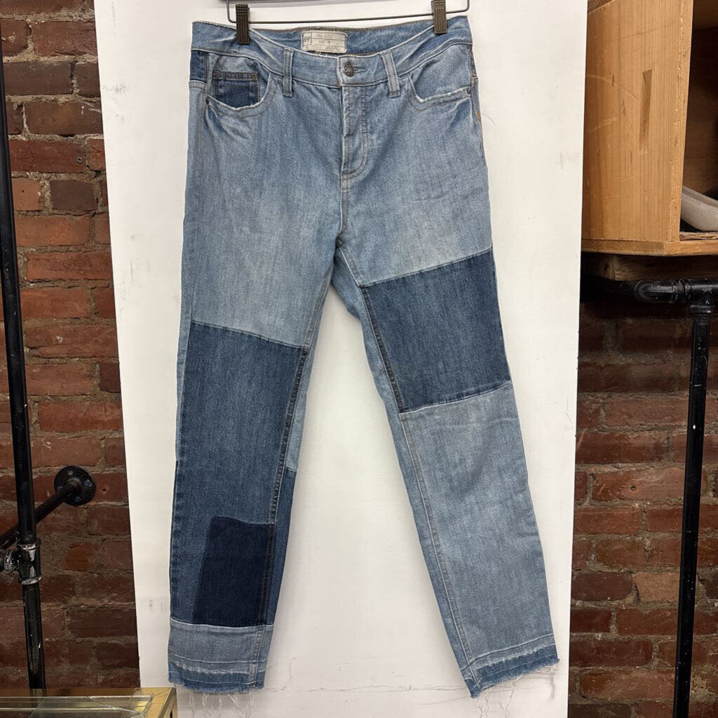Free People Jeans Skinny Patchwork Blue Size 28