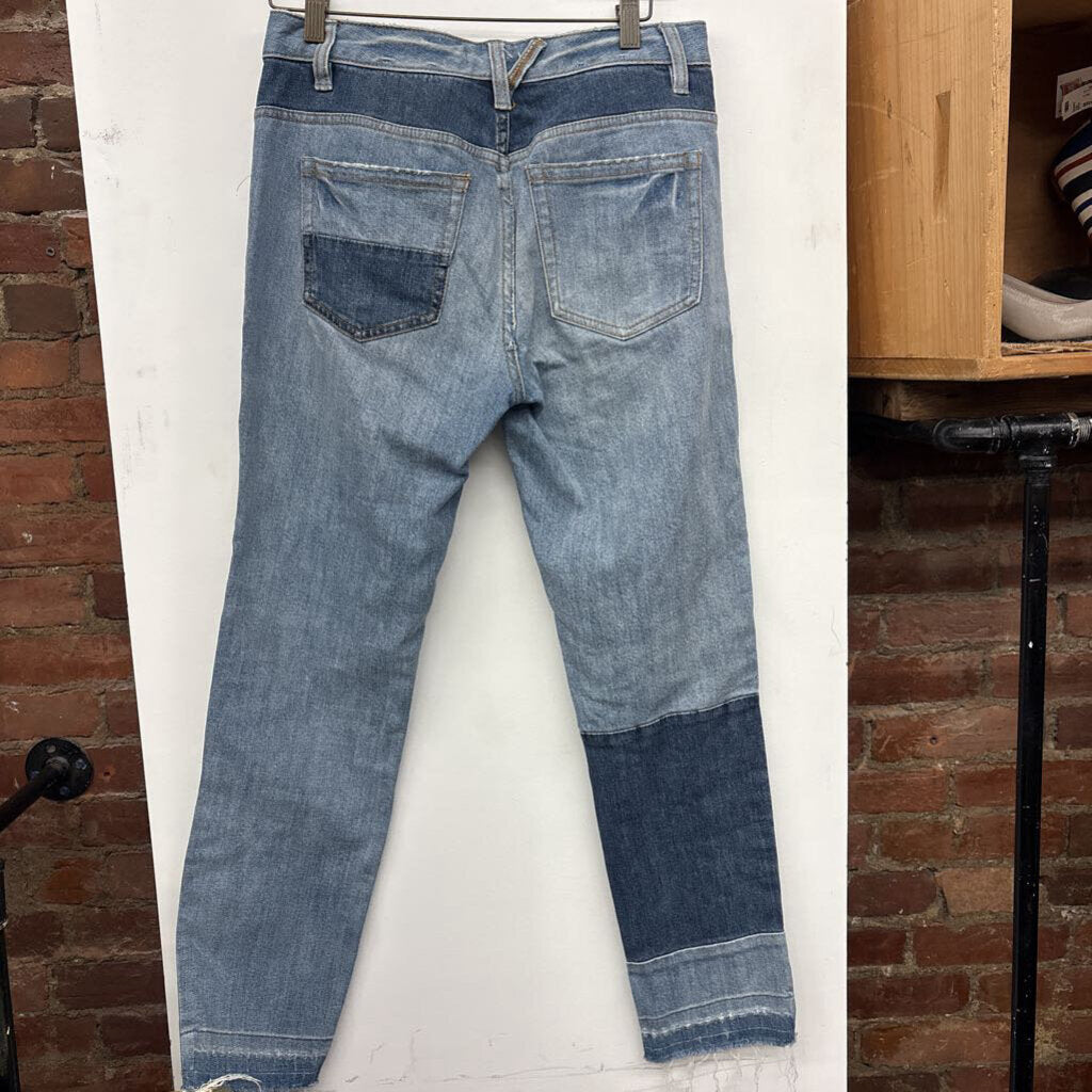 Free People Jeans Skinny Patchwork Blue Size 28