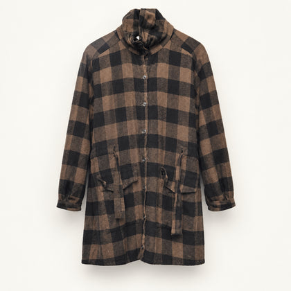 Fig & Willow Plaid Long Sleeve Button Up Dress Brown/Black Ladies Size S