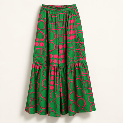 KaraChic by NF Flowy Pants One-Tier Geometric Print Green/Pink Ladies Size OZ