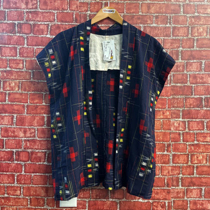 Unbranded Sleeveless Kimono Midi Navy/Red/Multi