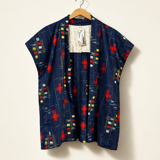 Unbranded Sleeveless Kimono Midi Navy/Red/Multi