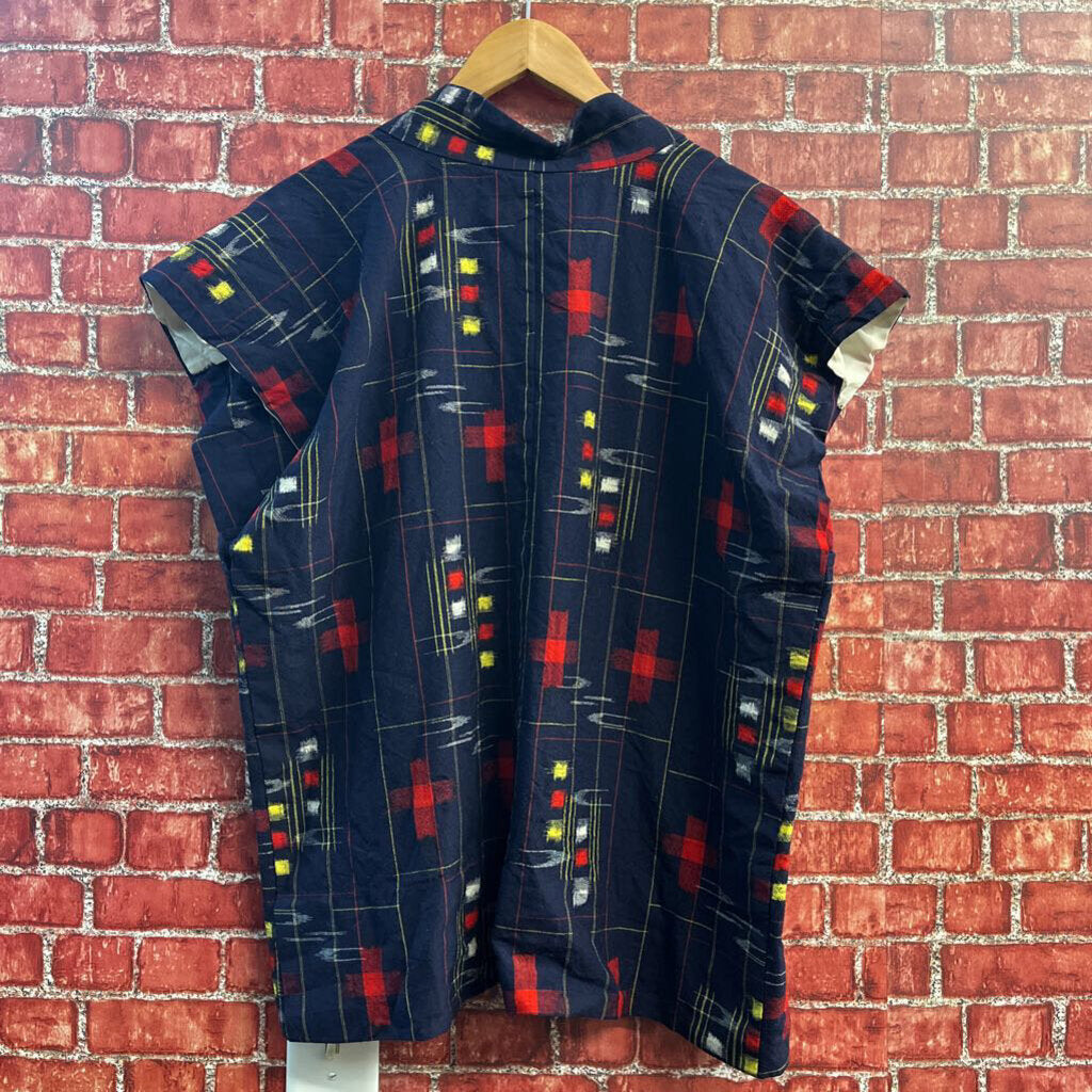 Unbranded Sleeveless Kimono Midi Navy/Red/Multi