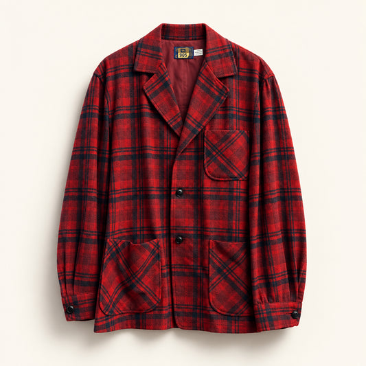 Pendleton 49er Vintage Flannel Jacket Plaid With Collar Red/Black Men’s Size M
