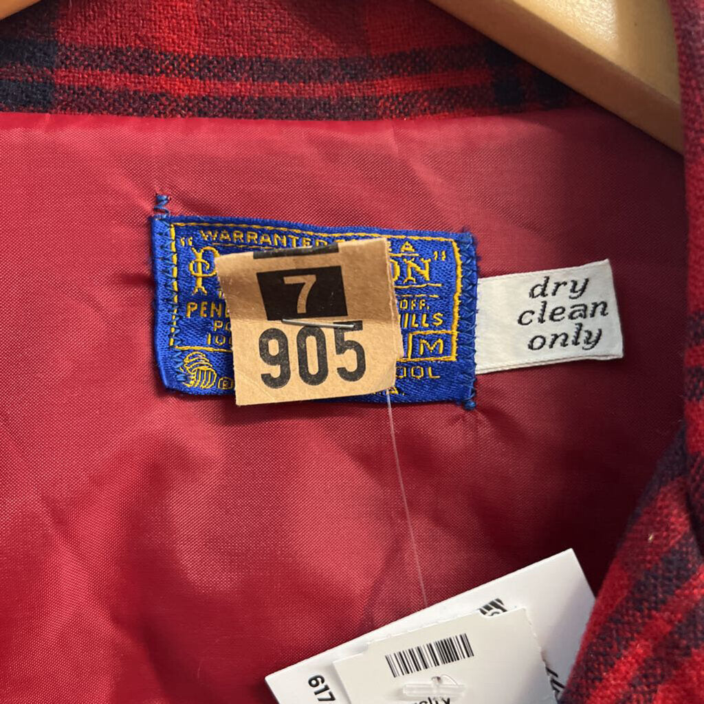 Pendleton 49er Vintage Flannel Jacket Plaid With Collar Red/Black Size M