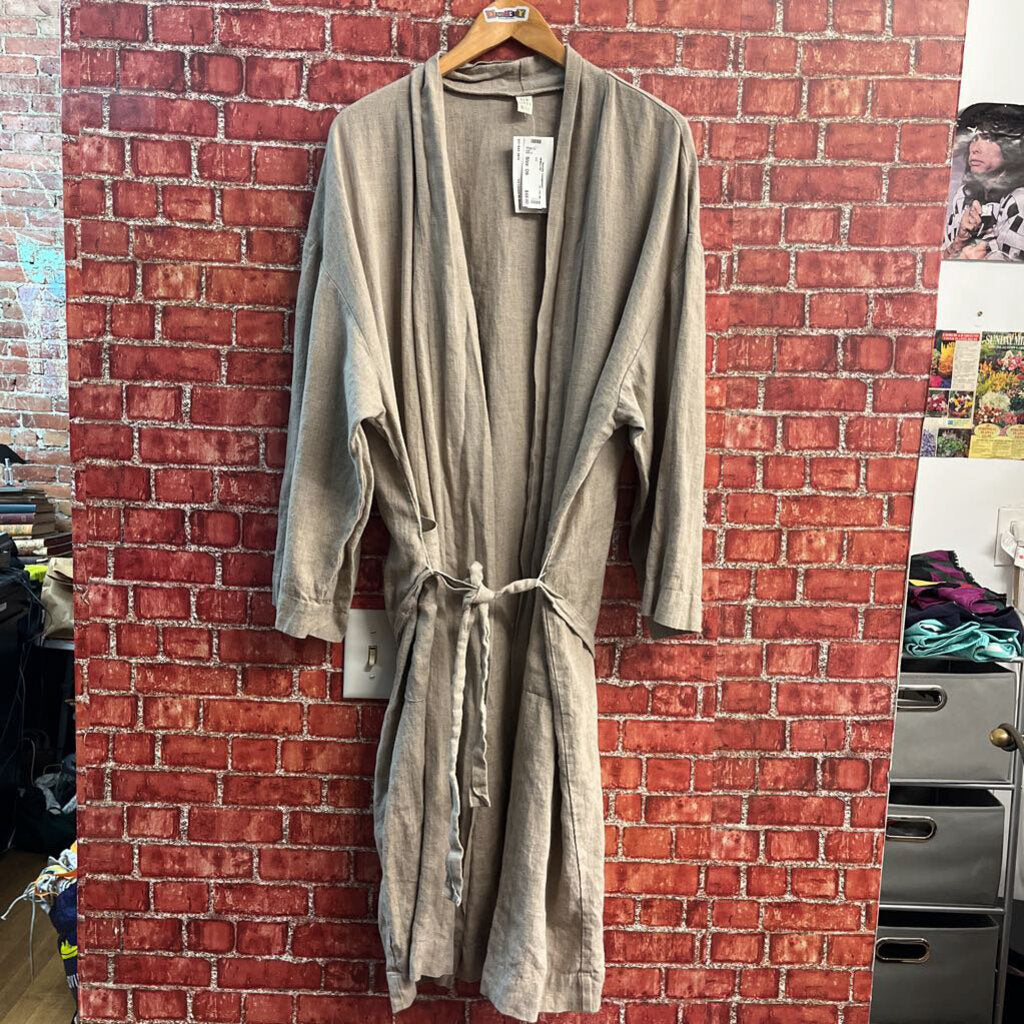 Old Linen Mill Linen Maxi Tunic Robe Taupe