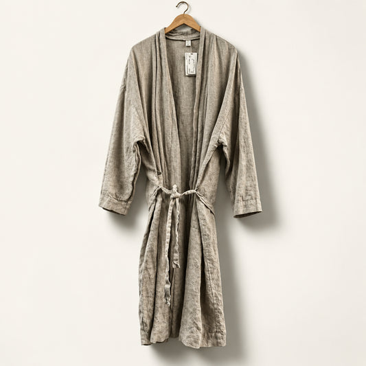 Old Linen Mill Linen Maxi Tunic Robe Taupe
