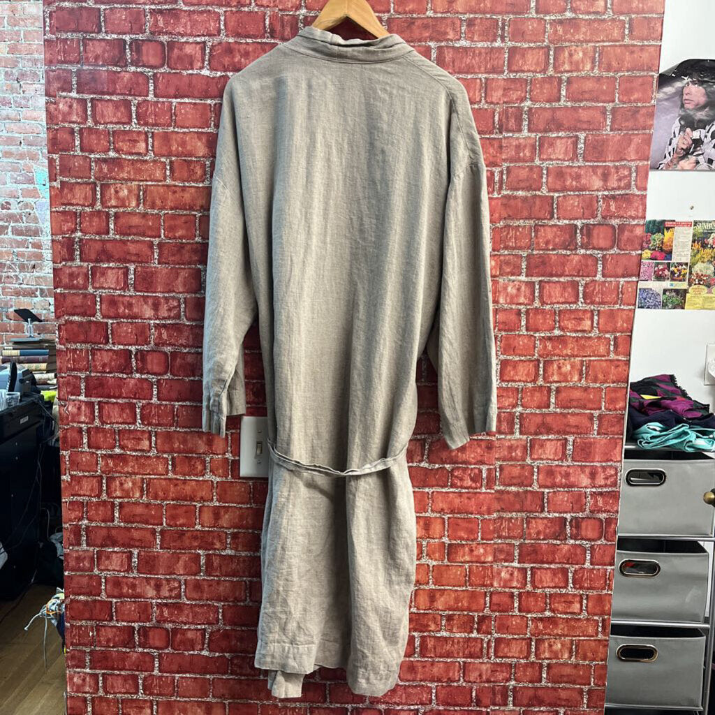 Old Linen Mill Linen Maxi Tunic Robe Taupe