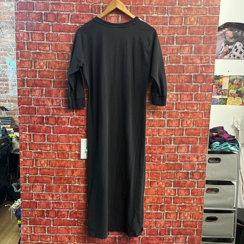 Adidas 3/4 Sleeve Maxi Dress 3 Striped Sleeve Black/White Size XL