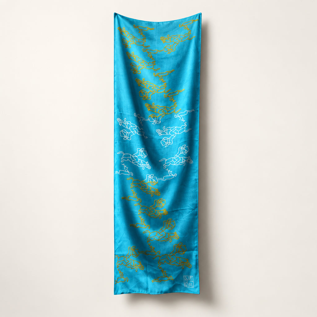 Wang Yadong Silk Scarf Blue/Yellow/White OS
