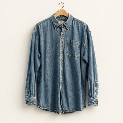 L.L Bean Jean Button Up Blue Men’s Size L