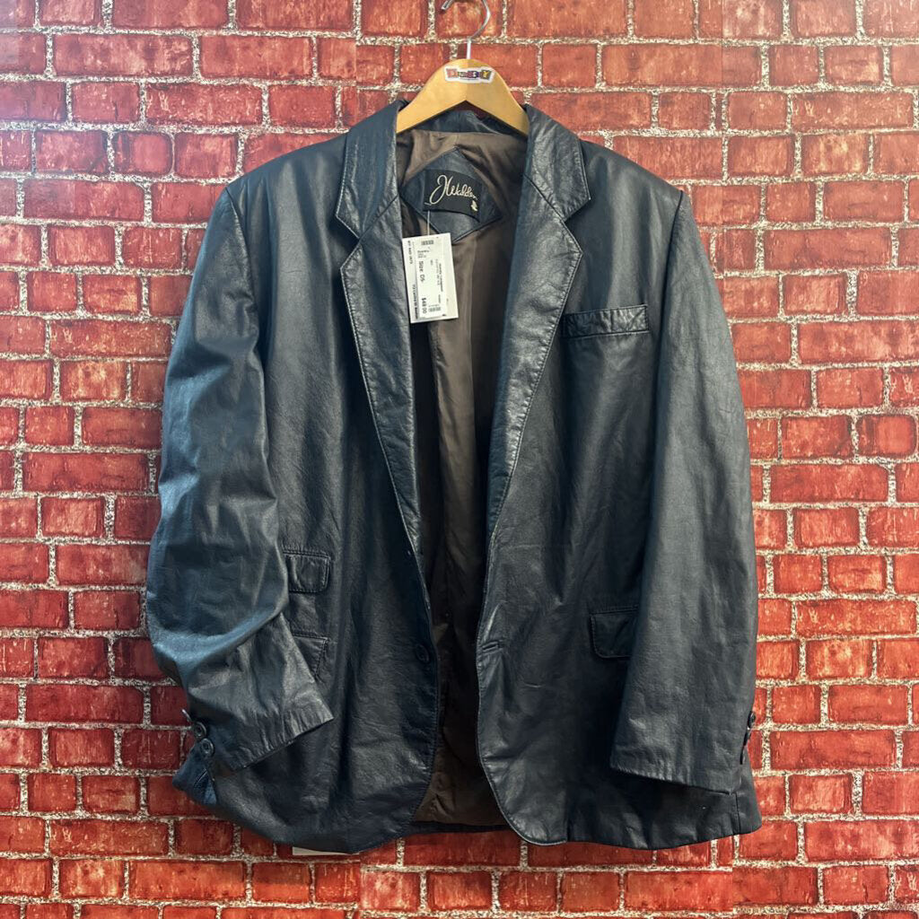 Walden Leather Blazer Metallic Blue Size M