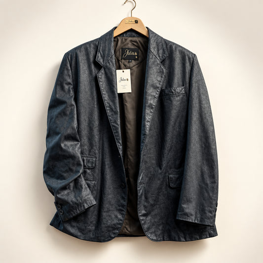 Walden Leather Blazer Metallic Blue Size M