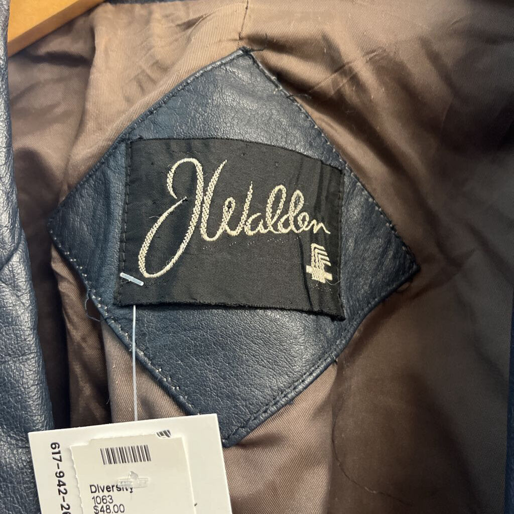 Walden Leather Blazer Metallic Blue Size M