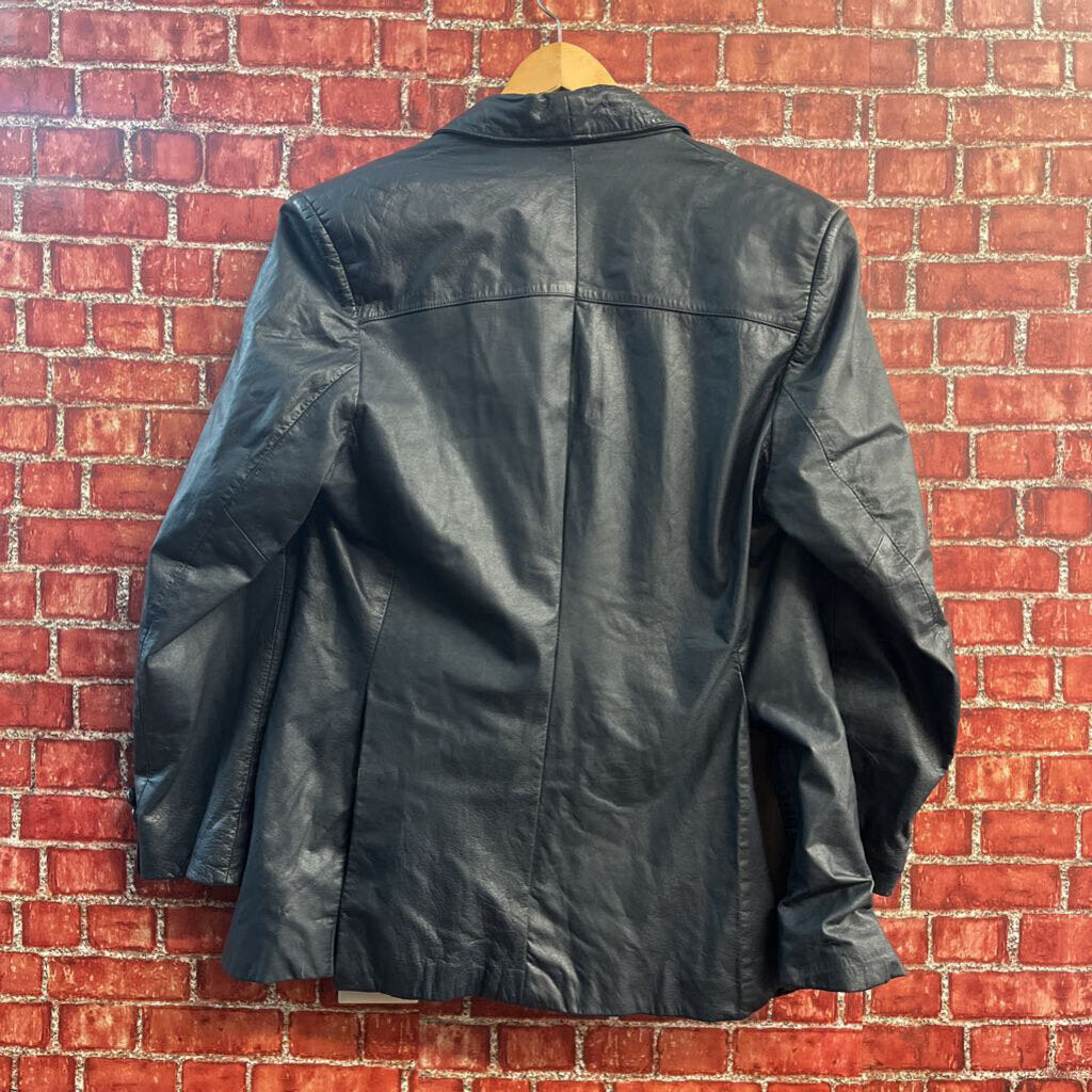 Walden Leather Blazer Metallic Blue Size M