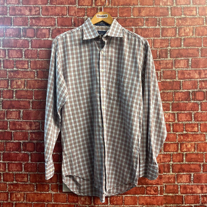 J.McLaughlin Tattersall Button Up Orange/White Size M