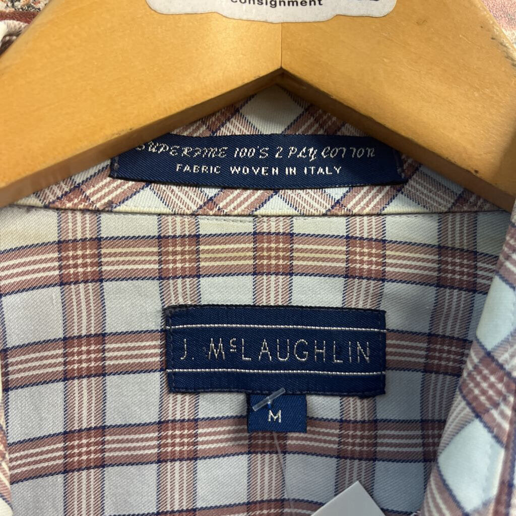J.McLaughlin Tattersall Button Up Orange/White Size M