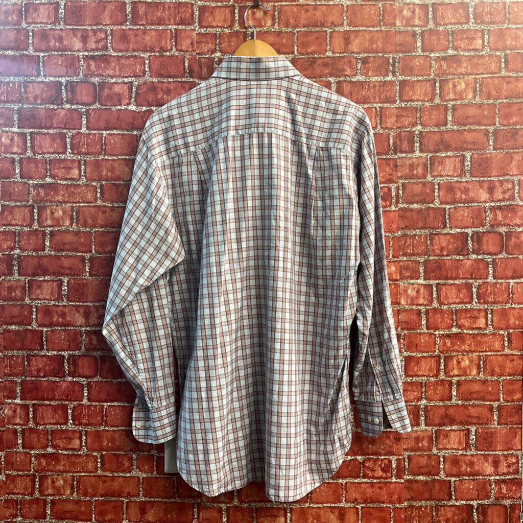 J.McLaughlin Tattersall Button Up Orange/White Size M