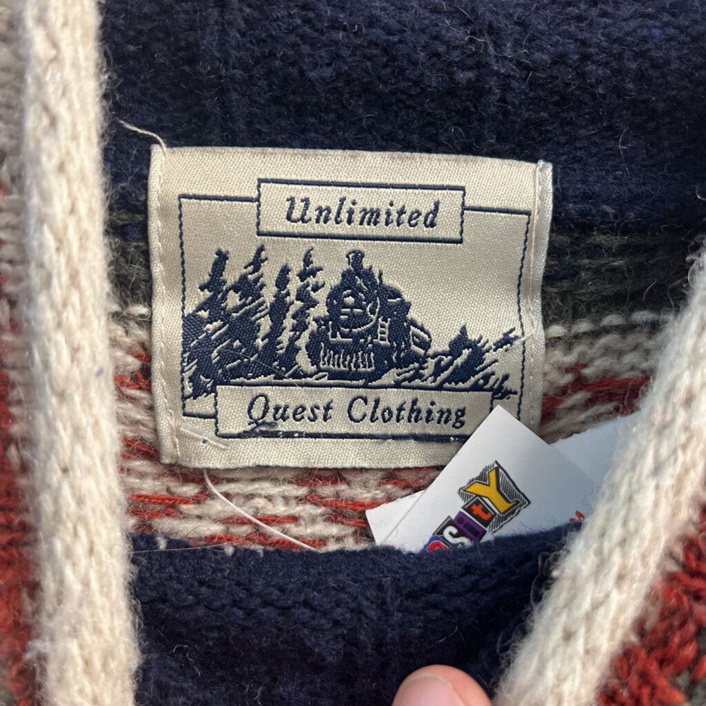 Quest Clothing Knitted Turtleneck Sweater Patterned Blue/Red/Green/White Size L