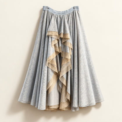 Anthropologie Ruffled Maxi Skirt Light Pink/Light Blue Ladies Size XL