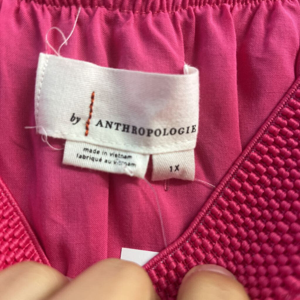 Anthropologie Ruffled Maxi Skirt Pink Ladies Size 1X
