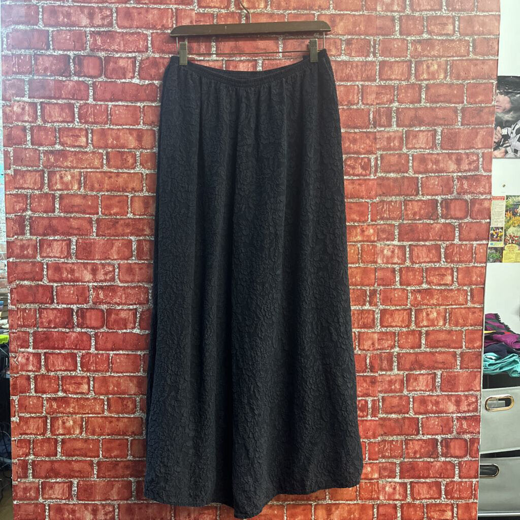 URU Wide Cut Pants Floral Print Black Ladies Size XL