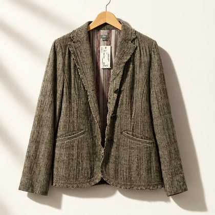 J.Jill Blazer Floral Patterned Inlet Grey/Beige Ladies Size 2