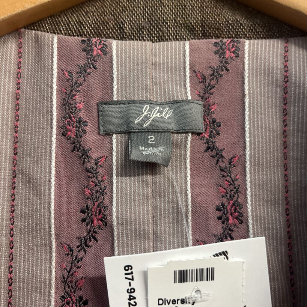 J.Jill Blazer Floral Patterned Inlet Grey/Beige Ladies Size 2