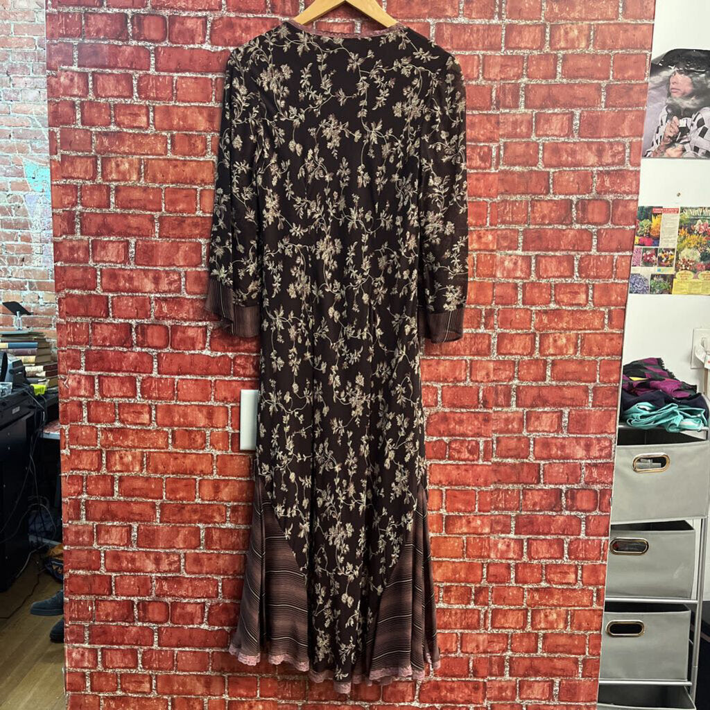 J.Jill Maxi Floral Dress Brown/Purple Ladies Size 6