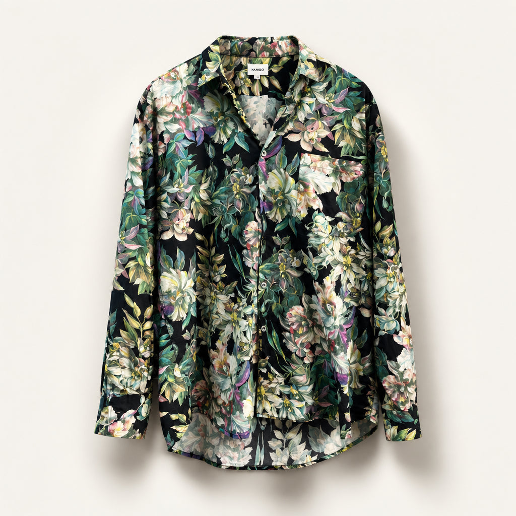 Paul Smith Button Up Dark Botanical Floral Pattern Green Men’s Size M