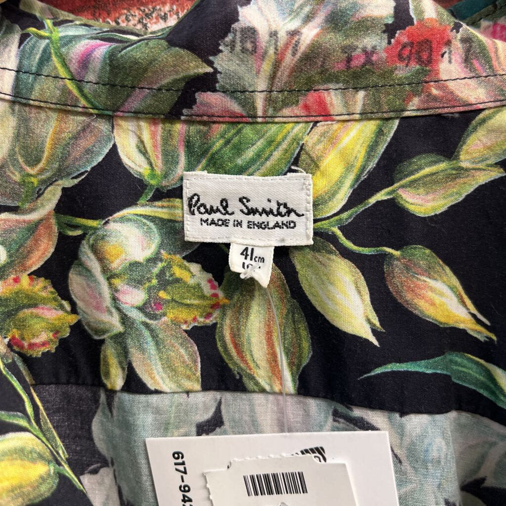 Paul Smith Button Up Dark Botanical Floral Pattern Green Men’s Size M