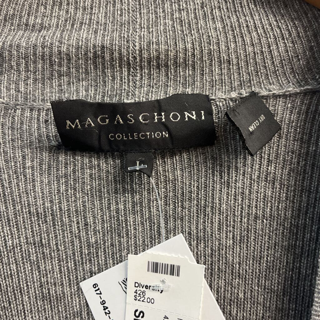 Magaschoni Knit Wrap Sweater Light Grey Ladies Size L