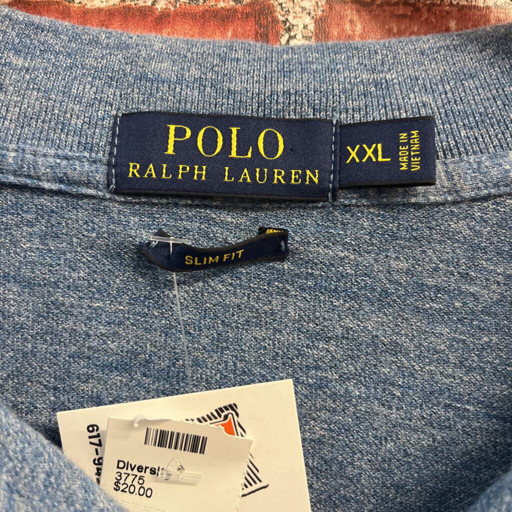 Polo Ralph Lauren Knit Collard Long Sleeve Blue Size XXL
