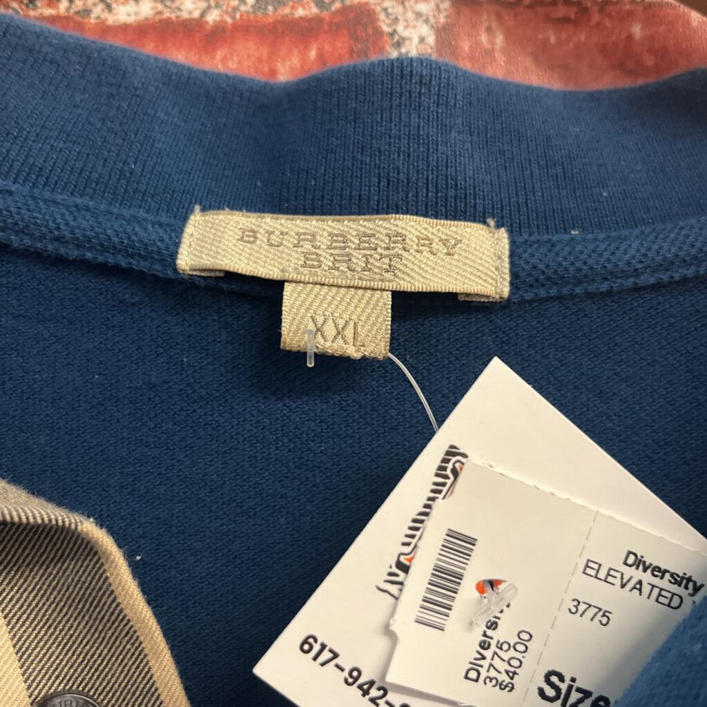 Burberry Brit Collard Polo Blue Size XXL