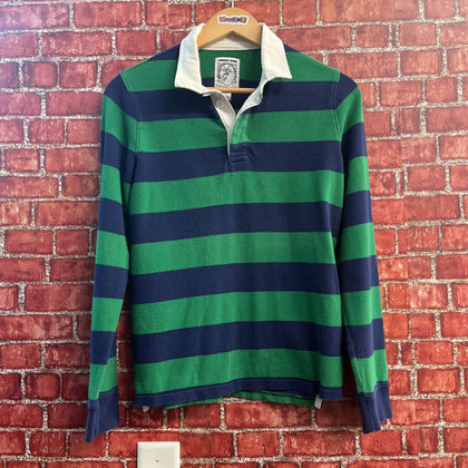 Lands End Vintage Polo Stripes Navy/Green Size L AS-IS4